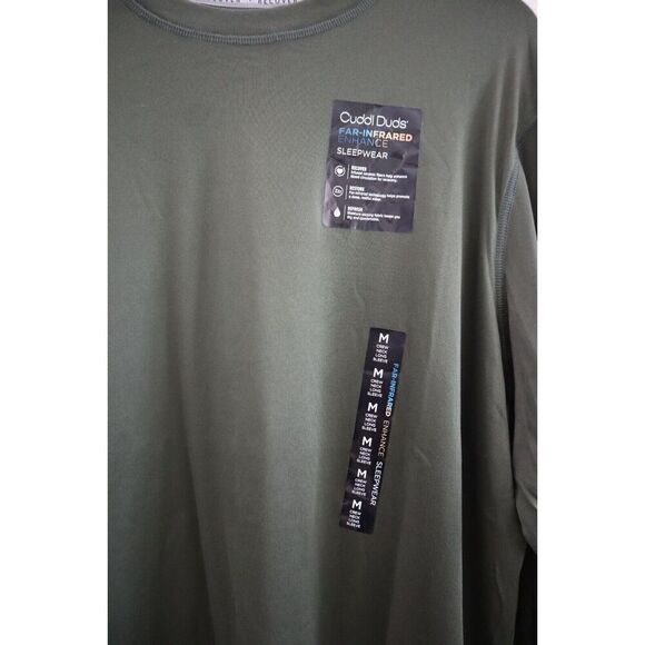 Cuddl Duds Mens Sz M Dk Olive Green Far-Infrared Enhance L/S Pajama Crewneck Tee - Picture 4 of 8